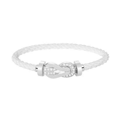 [baslovejewels]CHANCE LARGE 8 FIGURE BUCKLE HALF DIAMOND BRACELET SILVER
