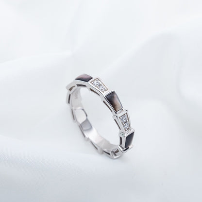 [baslovejewels]SERPENTI RING SILVER  DIAMOND BLACK MOP 3MM