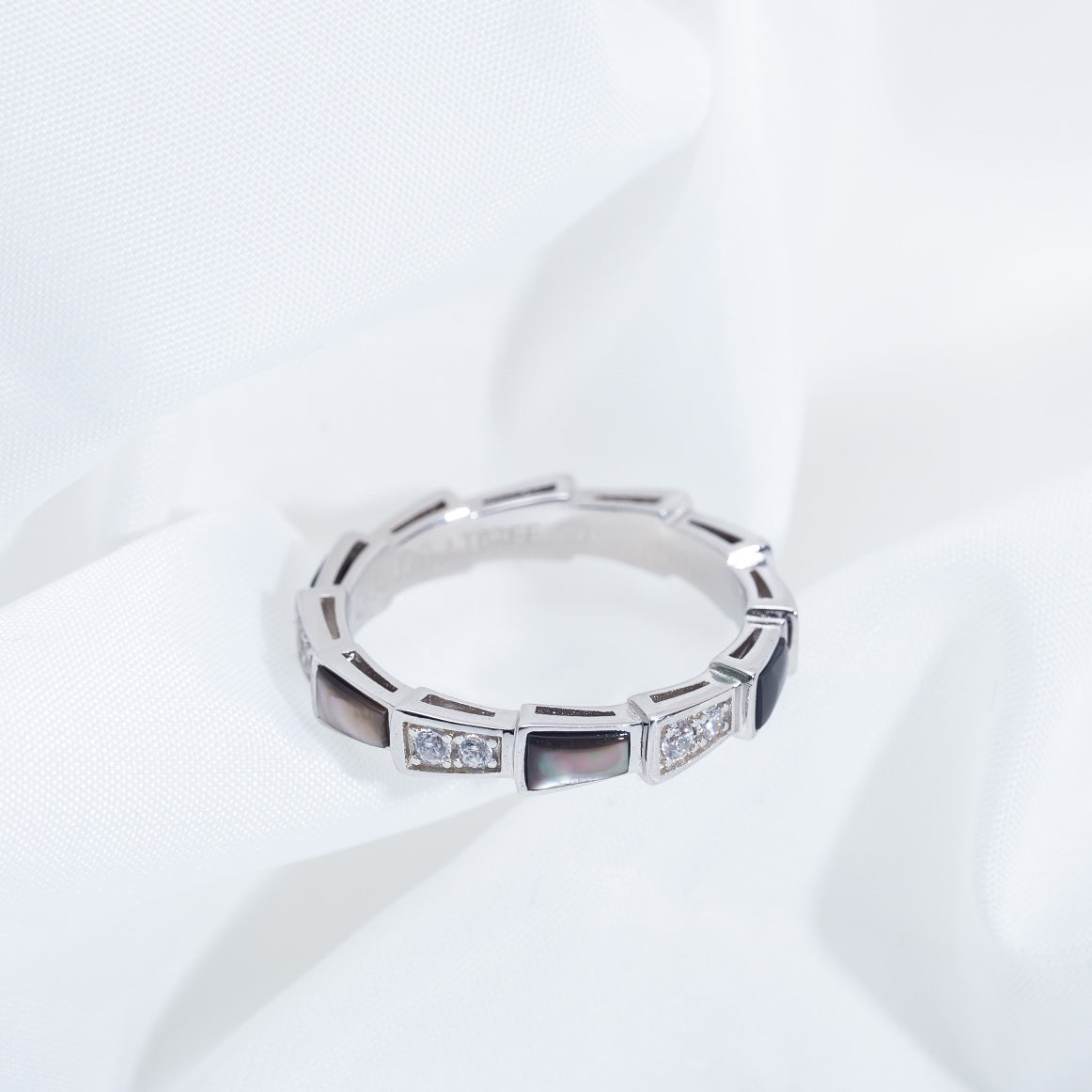 [baslovejewels]SERPENTI RING SILVER  DIAMOND BLACK MOP 3MM