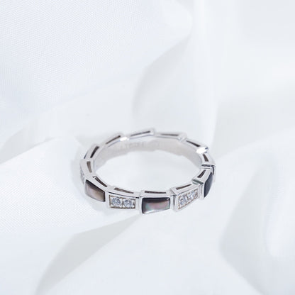 [baslovejewels]SERPENTI RING SILVER  DIAMOND BLACK MOP 3MM