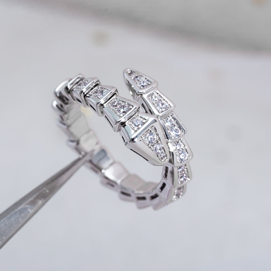 [baslovejewels]SERPENTI RING SILVER DIAMOND PAVED 4MM
