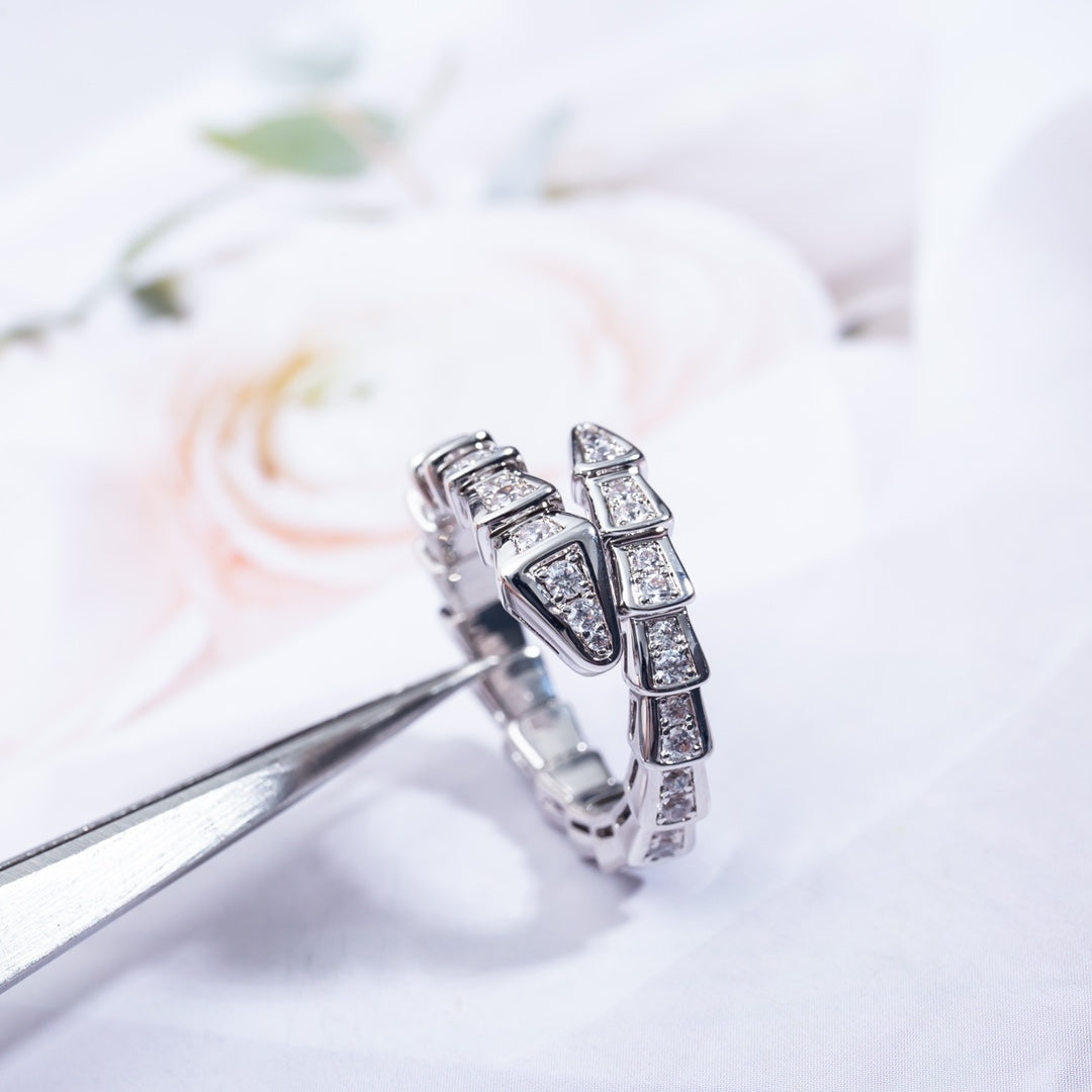 [baslovejewels]SERPENTI RING SILVER DIAMOND PAVED 4MM