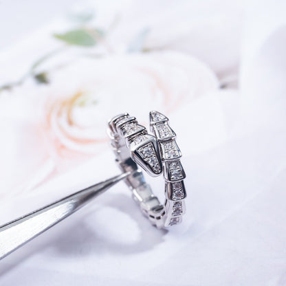 [baslovejewels]SERPENTI RING SILVER DIAMOND PAVED 4MM