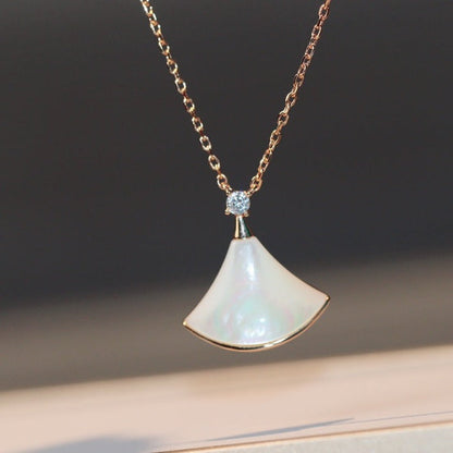 [baslovejewels]DREAM NECKLACE WHITE MOP PINK GOLD 1 DIAMOND