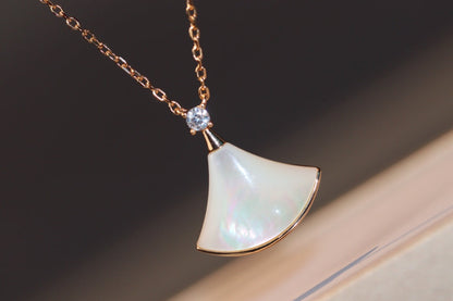 [baslovejewels]DREAM NECKLACE WHITE MOP PINK GOLD 1 DIAMOND