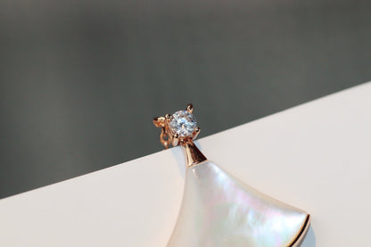 [baslovejewels]DREAM NECKLACE WHITE MOP PINK GOLD 1 DIAMOND