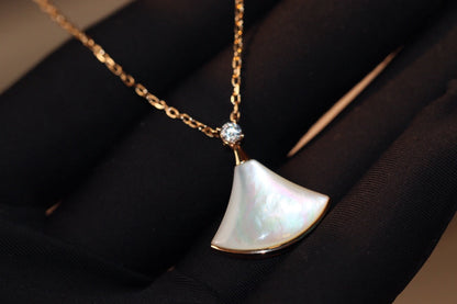 [baslovejewels]DREAM NECKLACE WHITE MOP PINK GOLD 1 DIAMOND