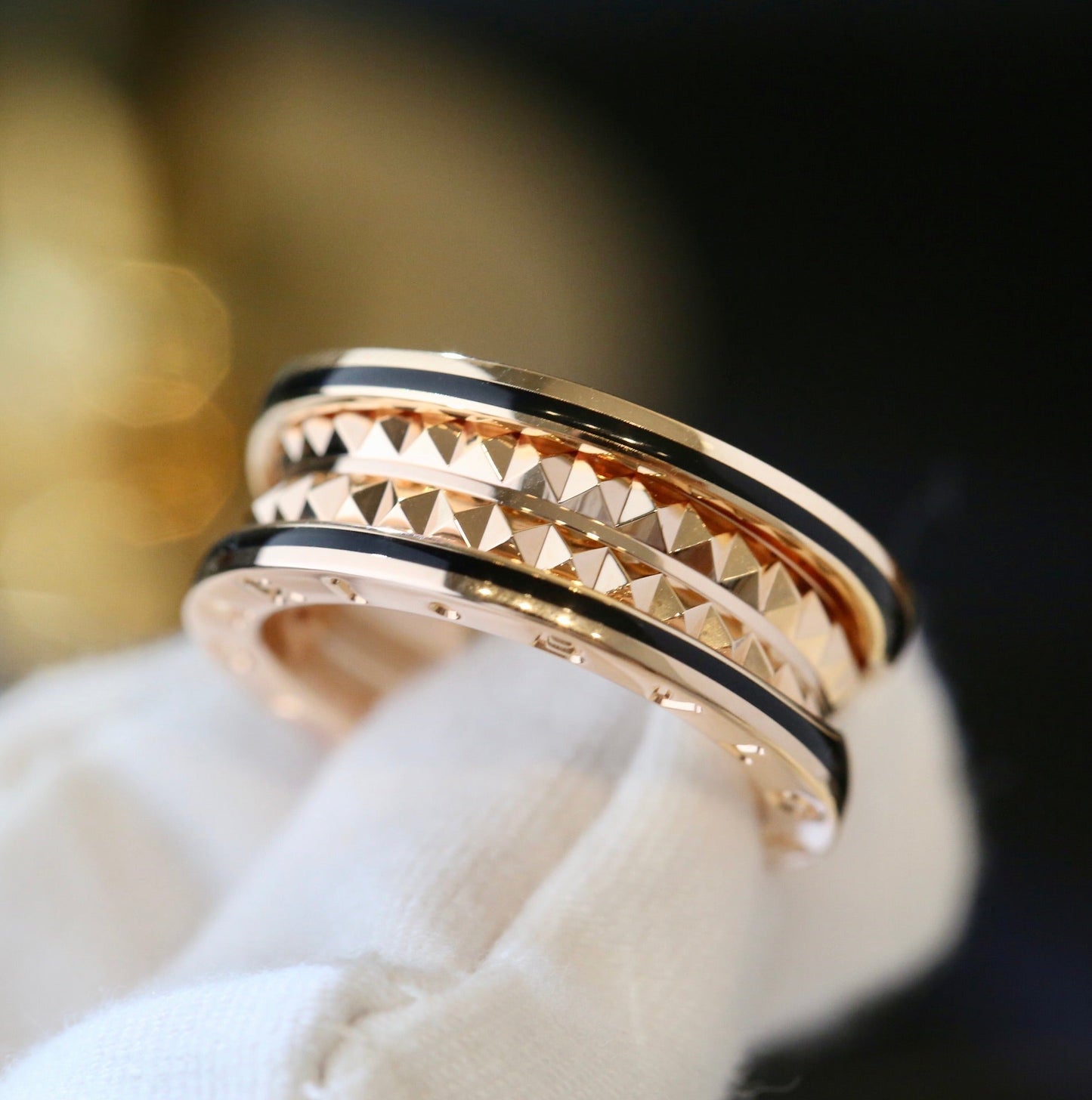 [baslovejewels]ZERO 1 PINK GOLD BLACK CERAMIC RING