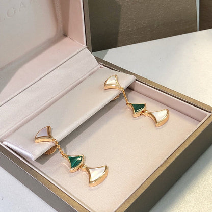 [baslovejewels]DREAM EARRINGS 3 MOTIFS MALACHITE MOP PINK GOLD