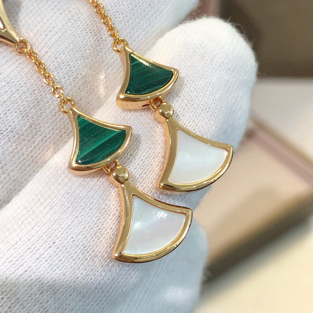 [baslovejewels]DREAM EARRINGS 3 MOTIFS MALACHITE MOP PINK GOLD
