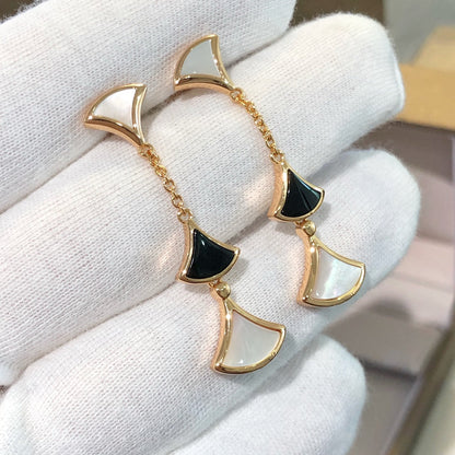 [baslovejewels]DREAM EARRINGS 3 MOTIFS ONYX MOP PINK GOLD
