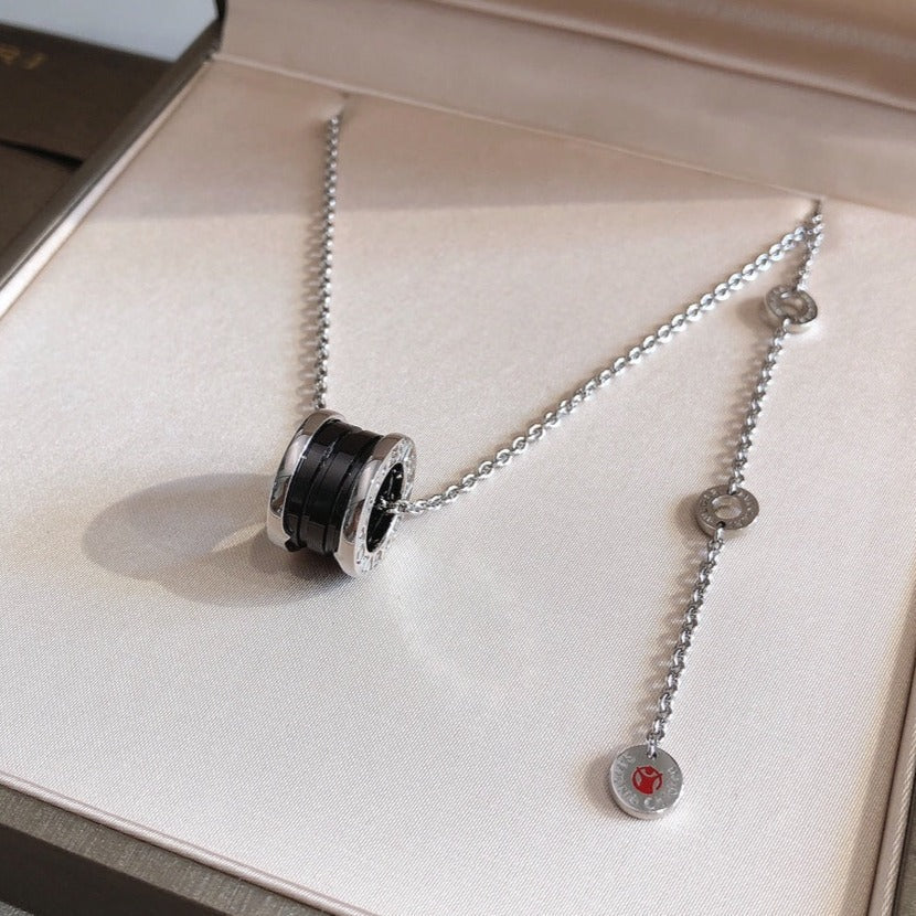 [baslovejewels]ZERO 1 BLACK CERAMIC SILVER NECKLACE