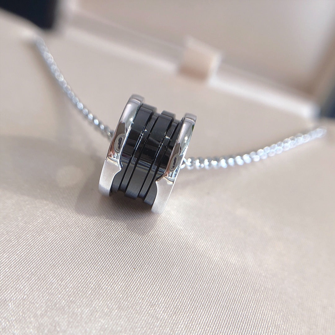 [baslovejewels]ZERO 1 BLACK CERAMIC SILVER NECKLACE
