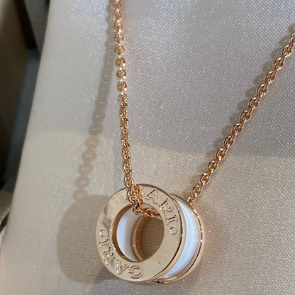 [baslovejewels]ZERO 1 WHITE CERAMIC PINK GOLD NECKLACE