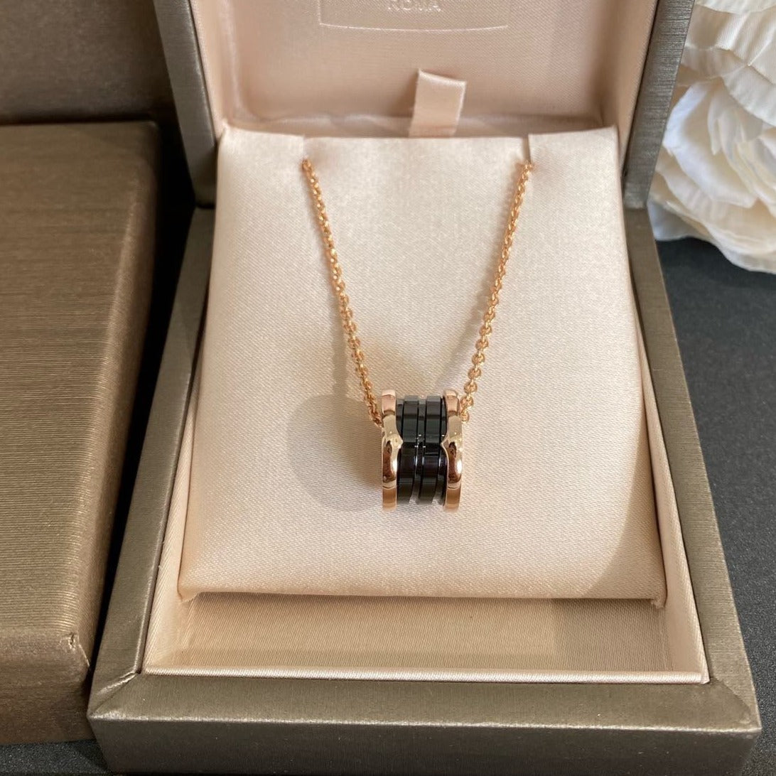[baslovejewels]ZERO 1 BLACK CERAMIC PINK GOLD NECKLACE
