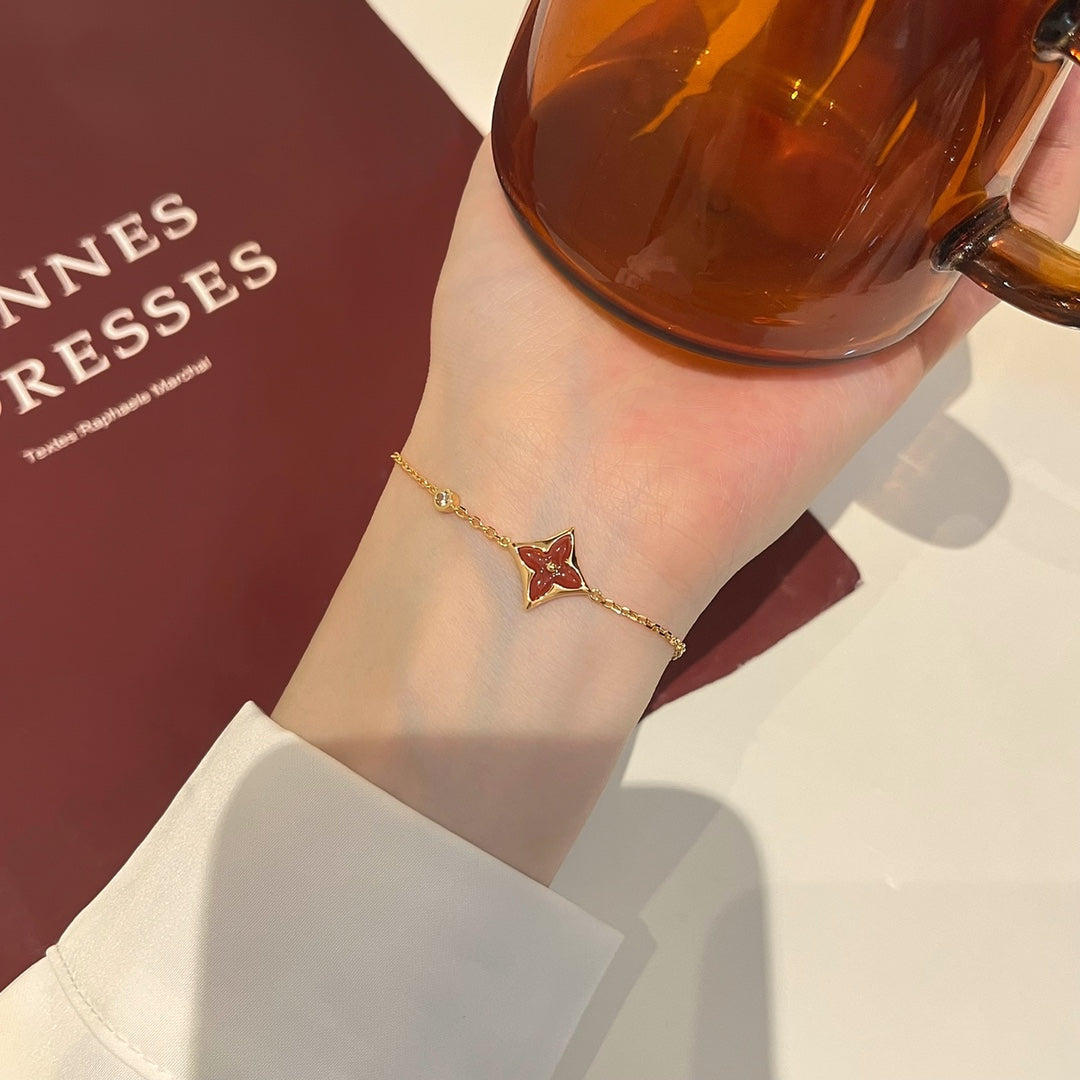 [baslovejewels]COLOR STAR CARNELIAN PINK GOLD DIAMOND BRACELET