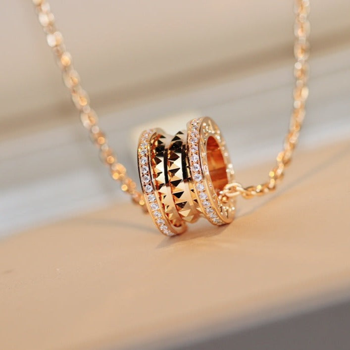 [baslovejewels]ZERO 1 ROCK PEDANT PINK GOLD NECKLACE