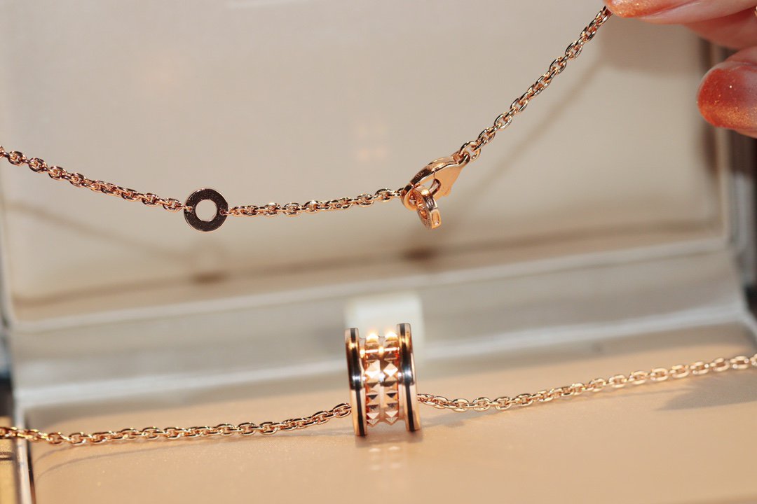 [baslovejewels]ZERO 1 ROCK PEDANT PINK GOLD BLACK NECKLACE