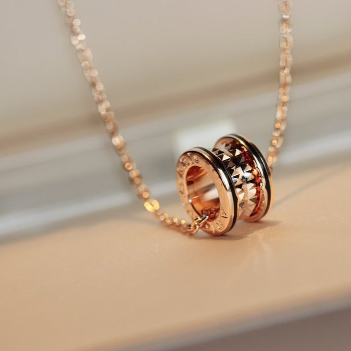 [baslovejewels]ZERO 1 ROCK PEDANT PINK GOLD BLACK NECKLACE