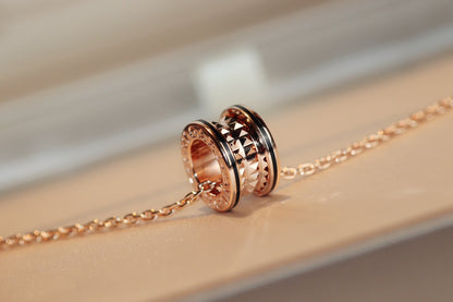 [baslovejewels]ZERO 1 ROCK PEDANT PINK GOLD BLACK NECKLACE