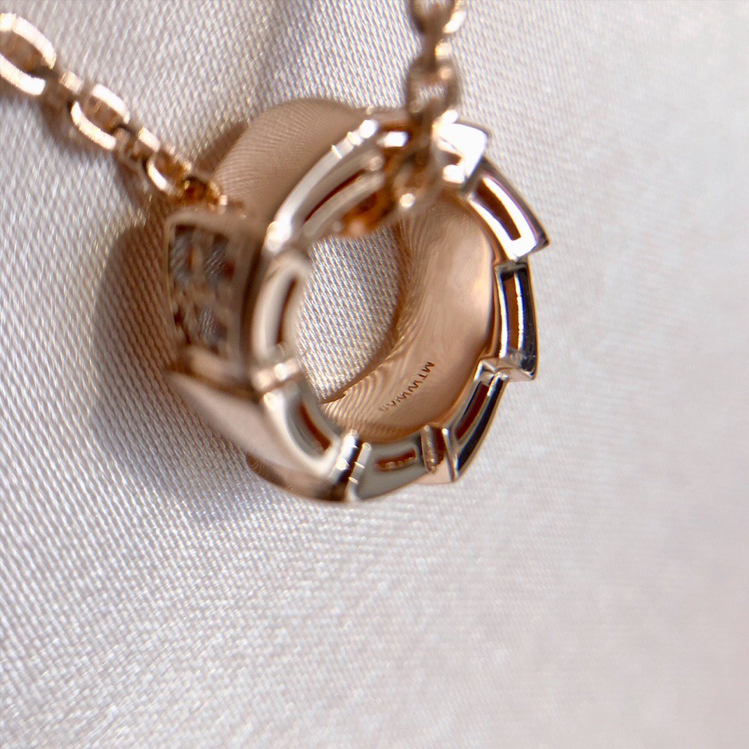 [baslovejewels]SERPENTI PEDANT DIAMOND PINK GOLD NECKLACE