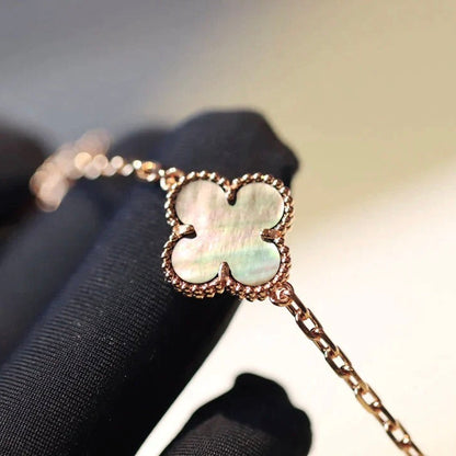[baslovejewels]CLOVER 20 MOTIFS DARK MOP DIAMOND  NECKLACE
