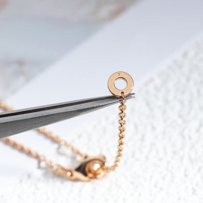 [baslovejewels]ZERO 1 WHITE CERAMIC PINK GOLD DIAMOND NECKLACE