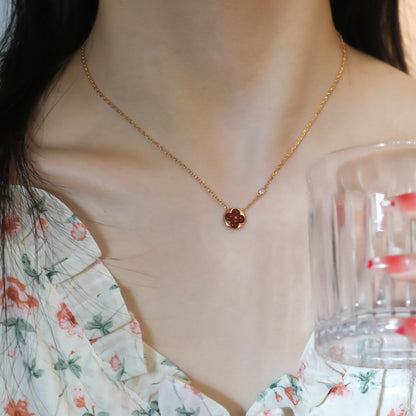 [baslovejewels]SUN PEDANT PINK GOLD 1 DIAMOND NECKLACE