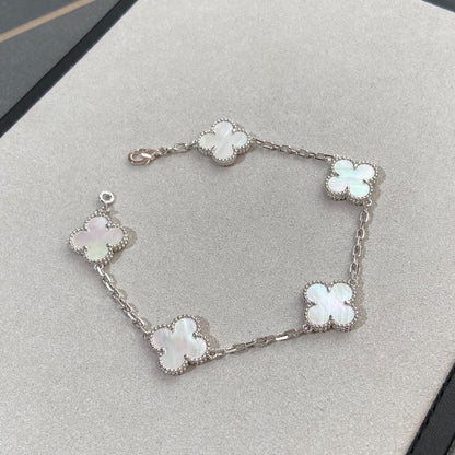 [baslovejewels]CLOVER SILVER MOP 5 MOTIF BRACELET
