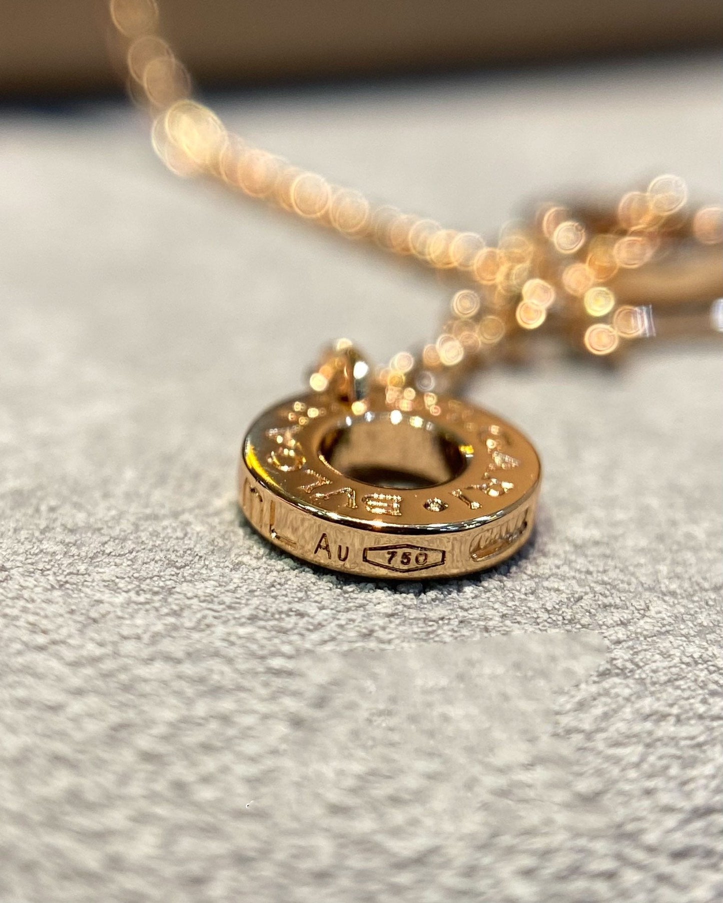 [baslovejewels]DREAM MOP DIAMOND PAVED PINK GOLD NECKLACE