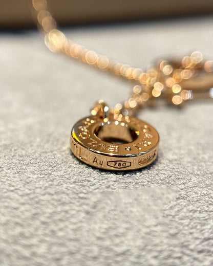 [baslovejewels]DREAM MOP DIAMOND PAVED PINK GOLD NECKLACE