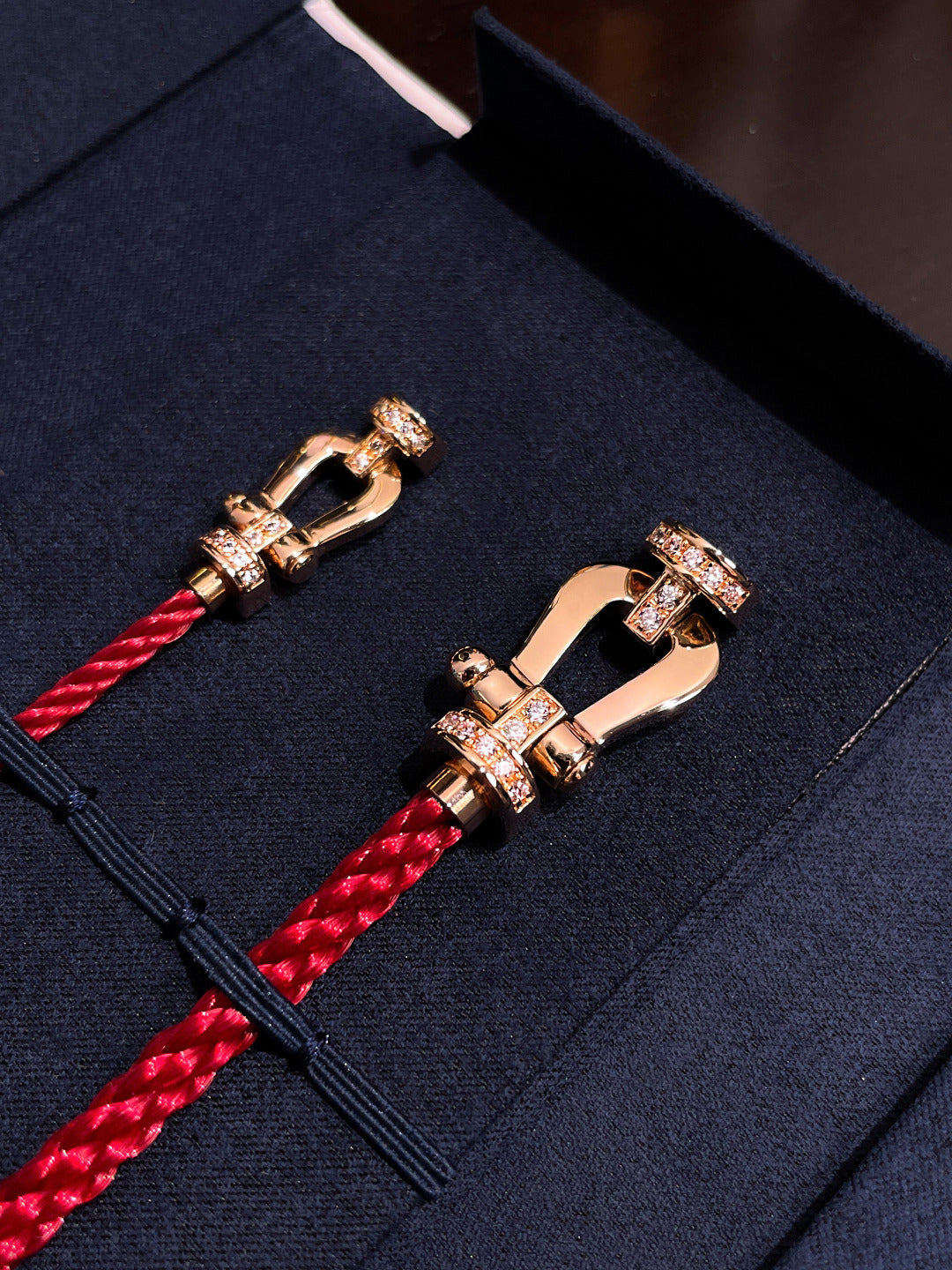 [baslovejewels]FORCE 10 HALF DIAMOND PINK GOLD RED CORDERI LARGE AND MEDIUM MODEL