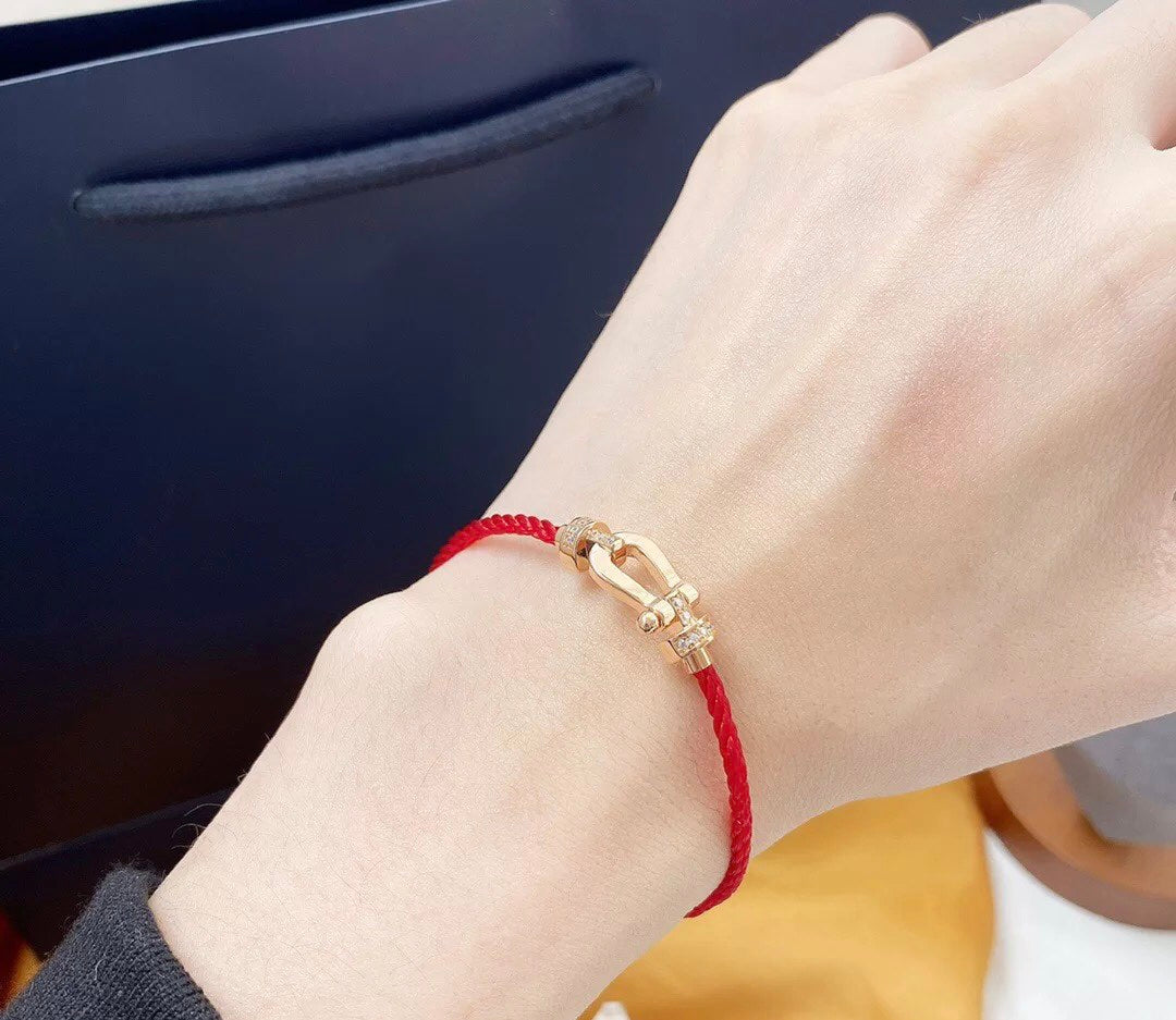 [baslovejewels]FORCE 10 HALF DIAMOND PINK GOLD RED CORDERI LARGE AND MEDIUM MODEL