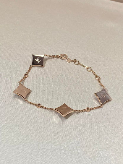 [baslovejewels]STAR 4 MOTIF MOP DIAMOND PINK GOLD BRACELET