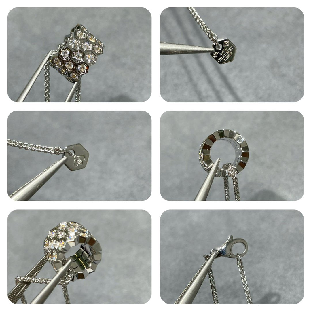 [baslovejewels]BEE LOVE DIAMOND PAVED 3 ROW NECKLACE