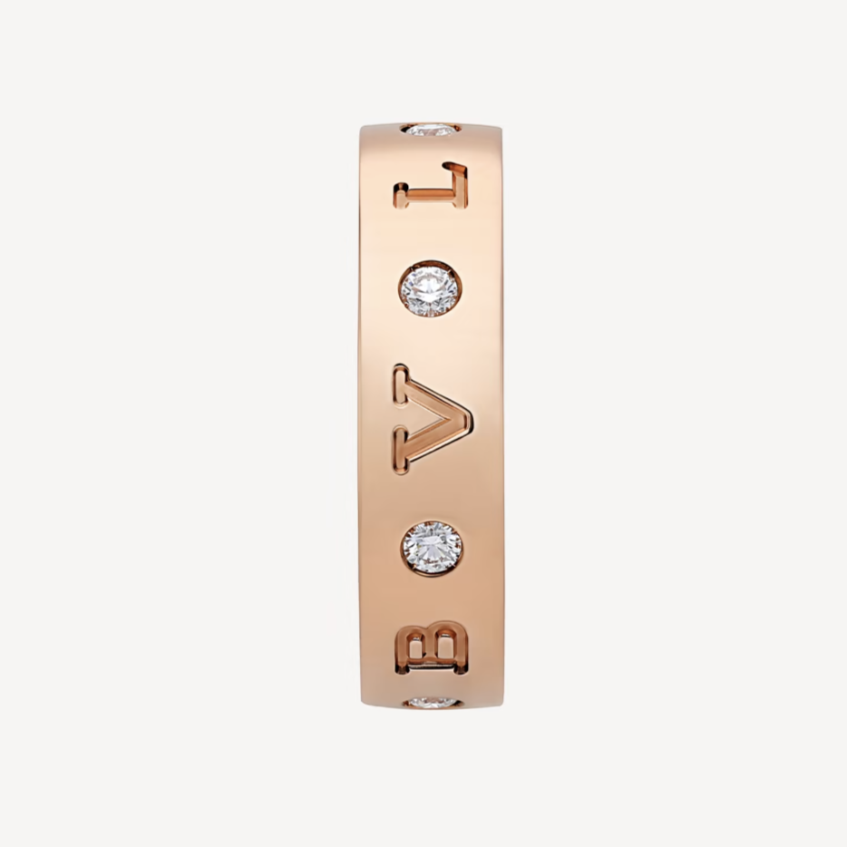 [baslovejewels]ZERO 1 ESSENTIAL PINK GOLD BAND WITH DIAMONDS RING