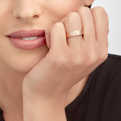 [baslovejewels]ZERO 1 ESSENTIAL PINK GOLD BAND WITH DIAMONDS RING