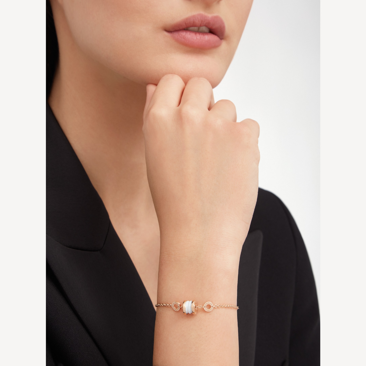 [baslovejewels]ZERO 1 SOFT PINK GOLD AND WHITE CERAMIC BRACELET