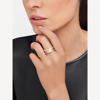 [baslovejewels]ZERO 1 THREE-BAND ROSE WHITE AND YELLOW RING