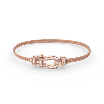 [baslovejewels]FORCE SMALL HORSESHOE  DIAMOND CHAIN ROPE BRACELET