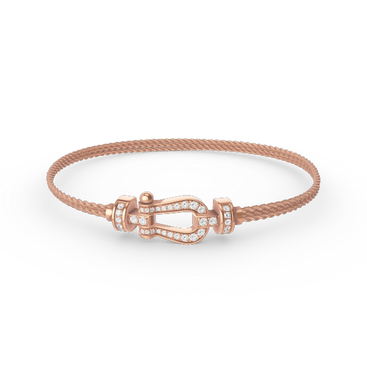[baslovejewels]FORCE SMALL HORSESHOE  DIAMOND CHAIN ROPE BRACELET