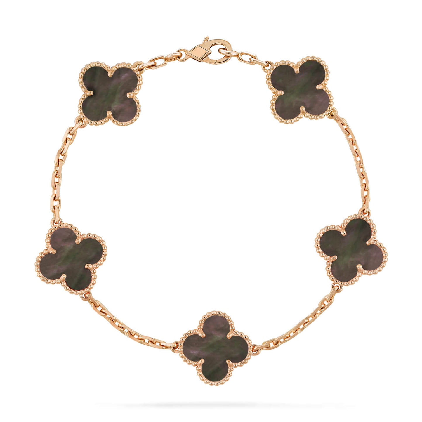 [baslovejewels]CLOVER 5 MOTIF GRAY MOP  BRACELET