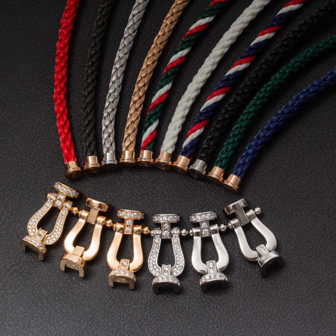 [baslovejewels]FORCE LARGE HORSESHOE HALF DIAMOND BRACELET ROSE GOLD