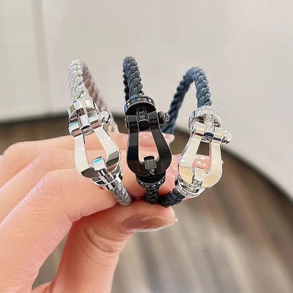 [baslovejewels]FORCE LARGE HORSESHOE FULL DIAMOND BRACELET SILVER