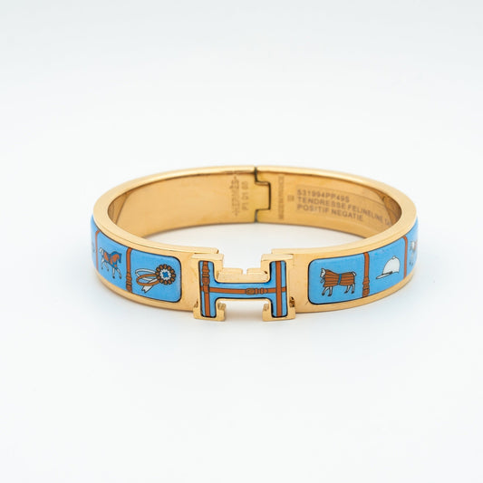 [baslovejewels]H PINK GOLD BRACELET BLUE CERAMIC