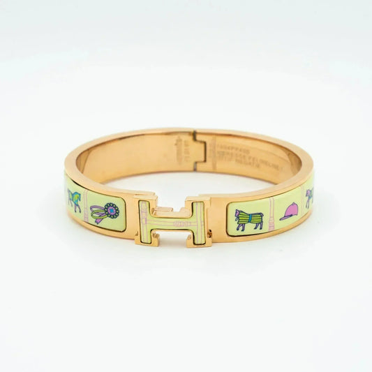 [baslovejewels]H PINK GOLD BRACELET CREAM CERAMIC