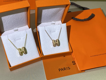 [baslovejewels]HM CLIC YELLOW ENAMEL GOLD NECKLACE