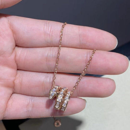 [baslovejewels]SERPENTI PINK GOLD NECKLACE DOUBLE RING DIAMOND