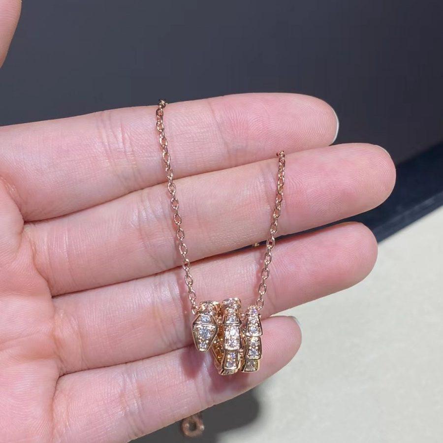 [baslovejewels]SERPENTI PINK GOLD NECKLACE DOUBLE RING DIAMOND