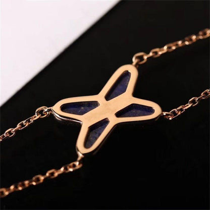 [baslovejewels]JEUX BRACELET BLUE AGATE PINK GOLD 1 DIAMOND